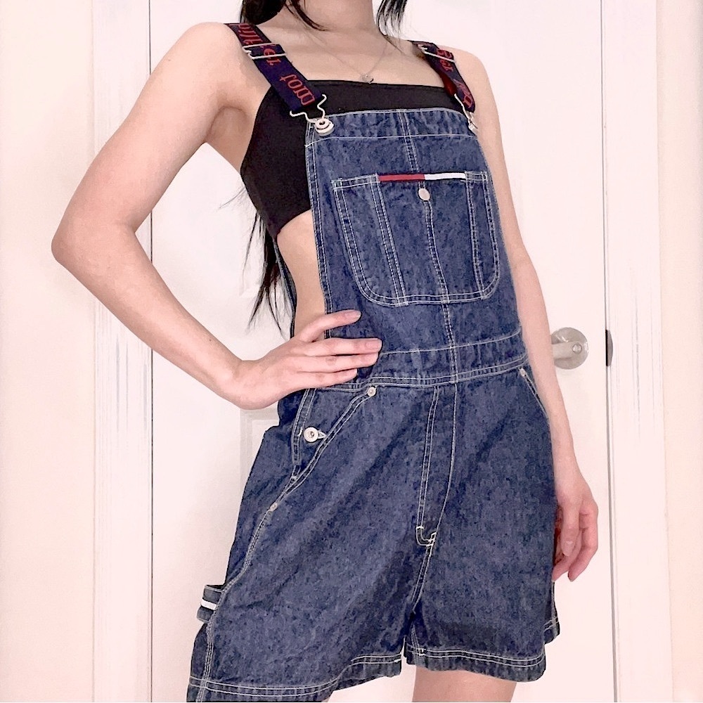 Medium ‘90s Tommy Hilfiger Branded Denim Shortall Overall Shorts